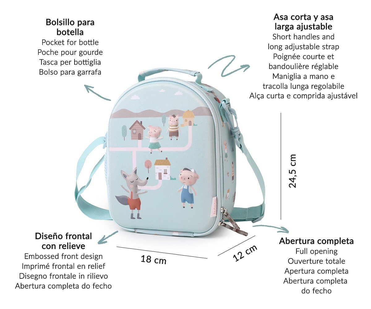 Bolsa merienda térmica 3D The Three Little Pigs personalizable