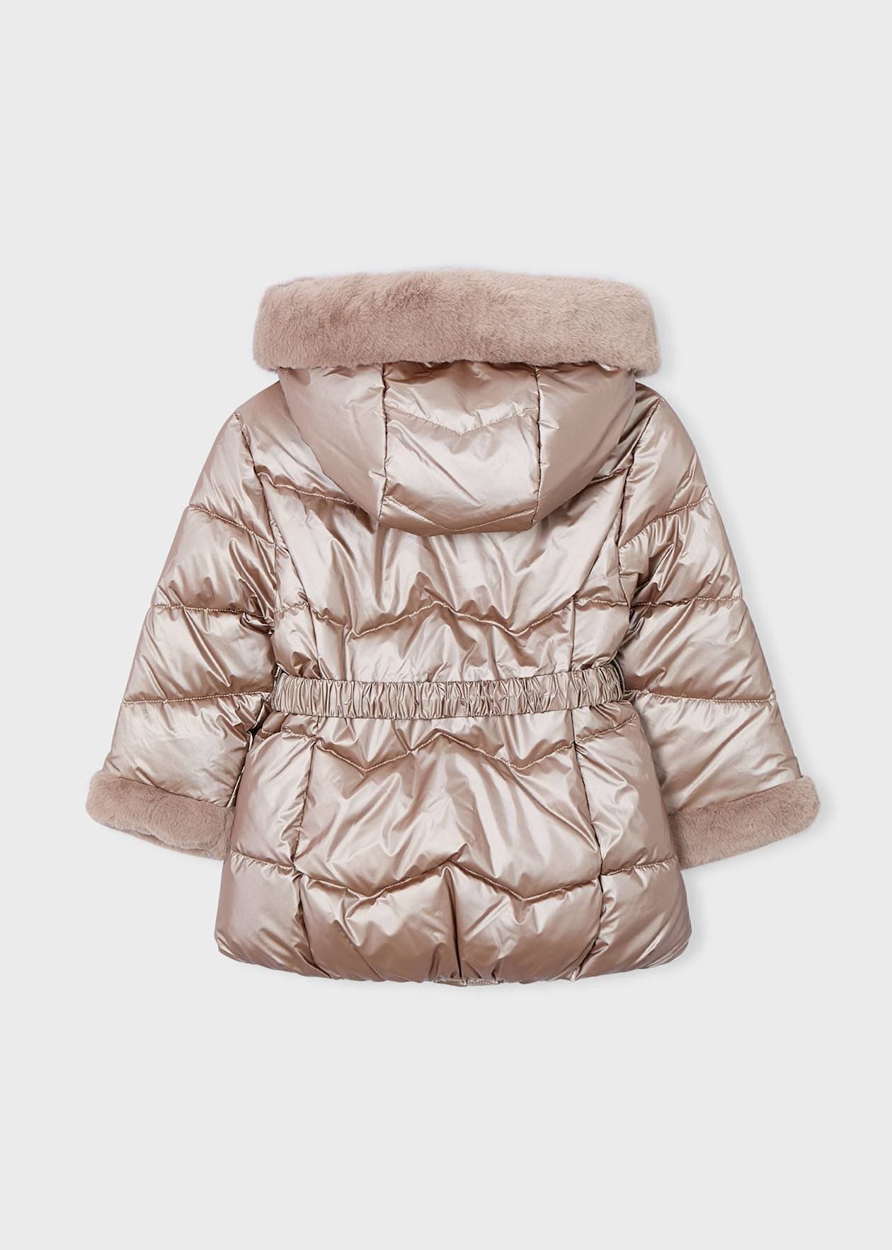 Chaquetón metalizado cinturón niña