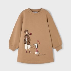 Vestido felpa gráfica niña