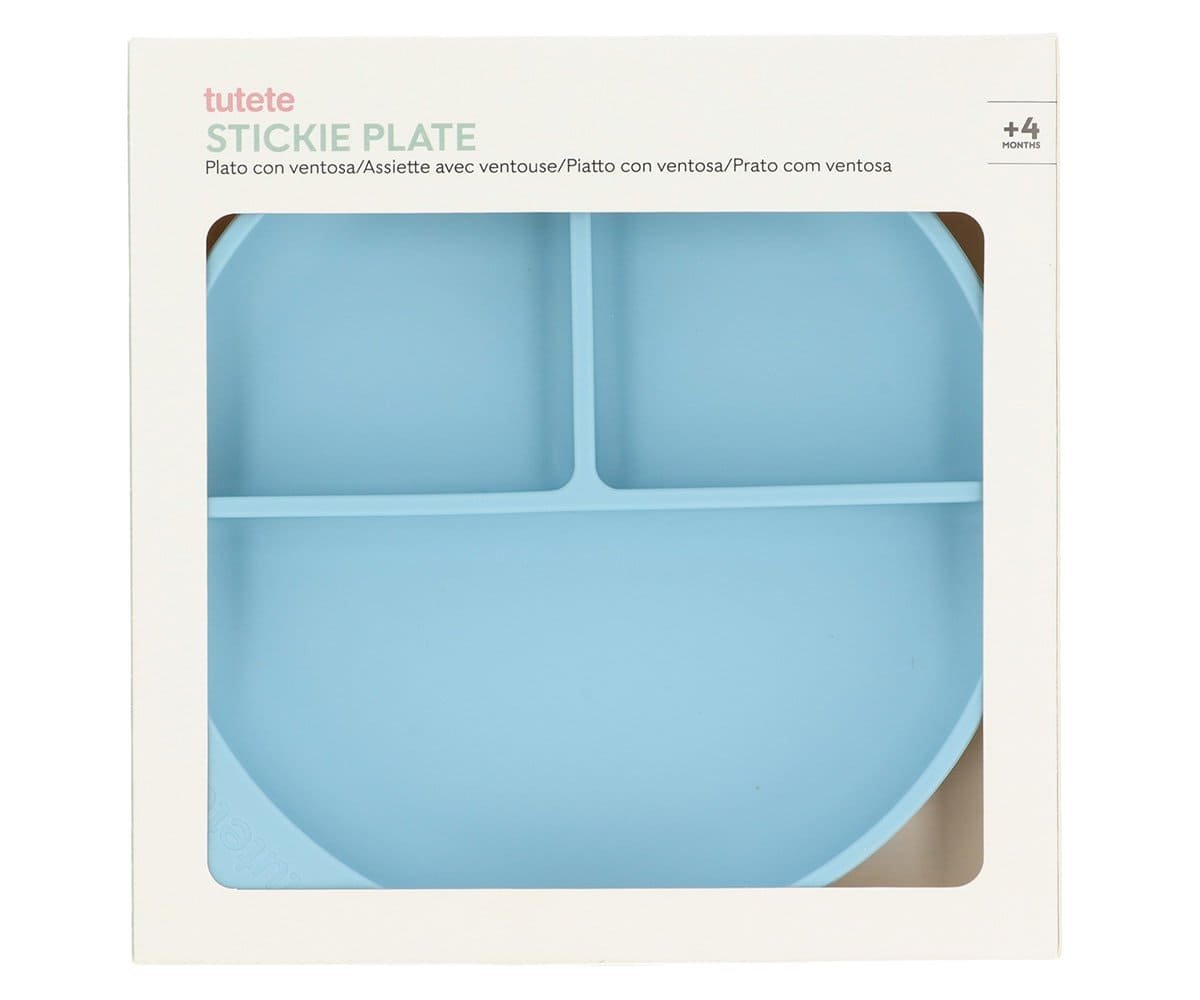 Plato silicona con ventosa sky blue