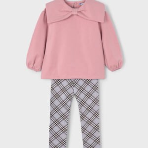 Conjunto legging cuadros y sudadera niña