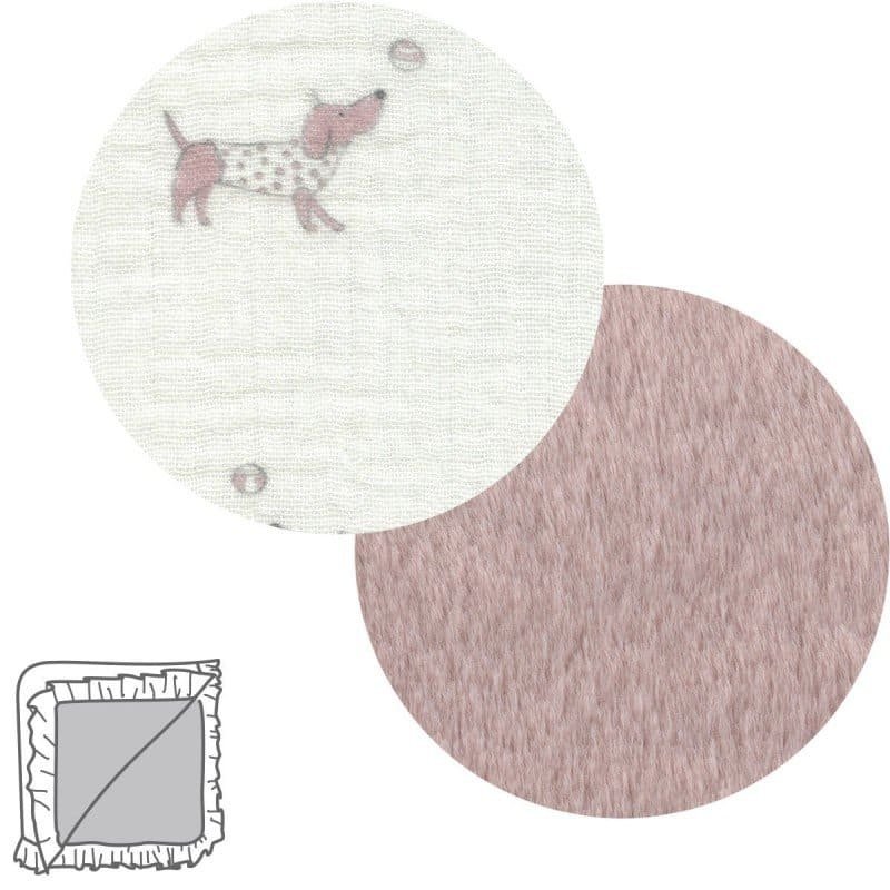 Manta reversible Puppy rosa