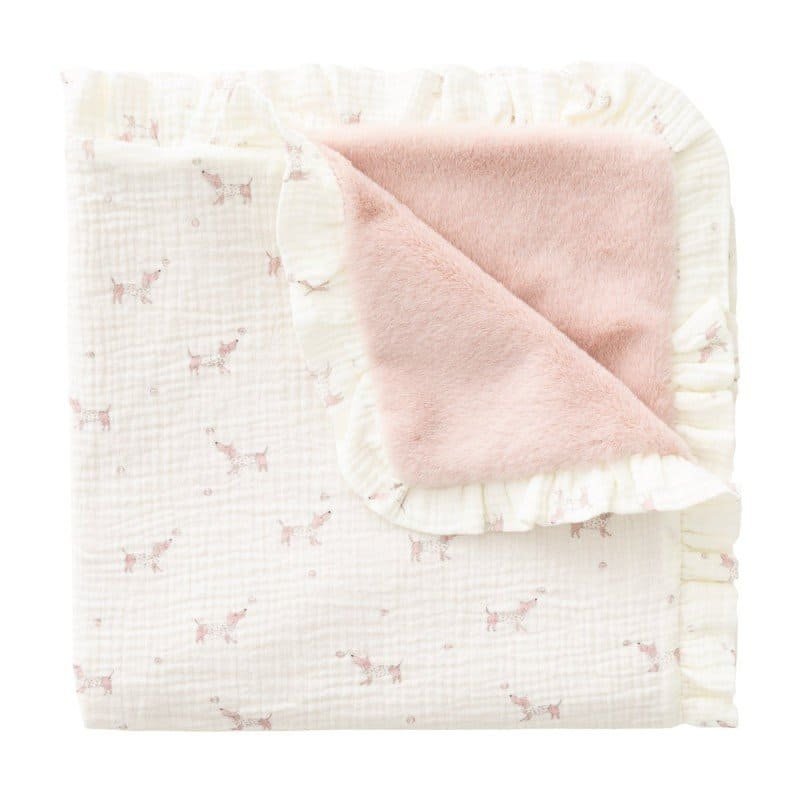 Manta reversible Puppy rosa