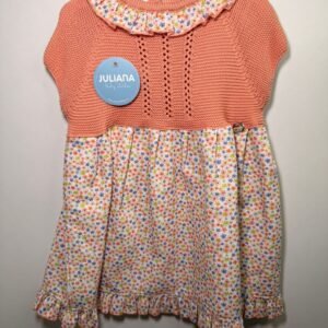 Vestido cuerpo punto florecitas salmón