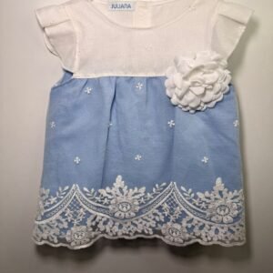 Vestido corto con braga encaje cielo