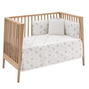 Juego colcha I/V + protector + cojín cuna 60 globe crudo