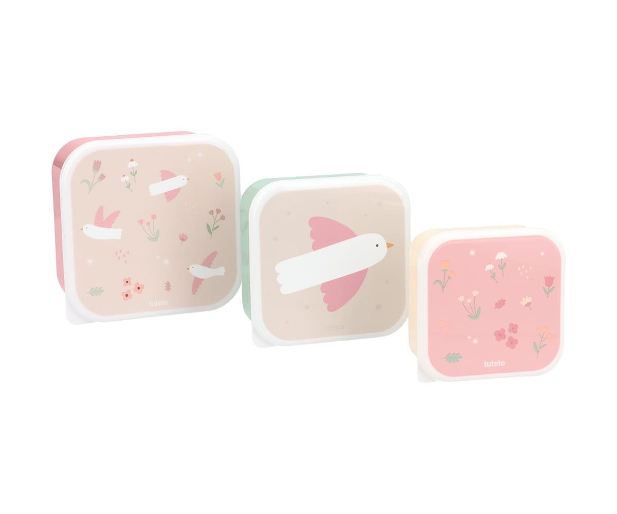 3 cajas almuerzo Pájaros entre flores