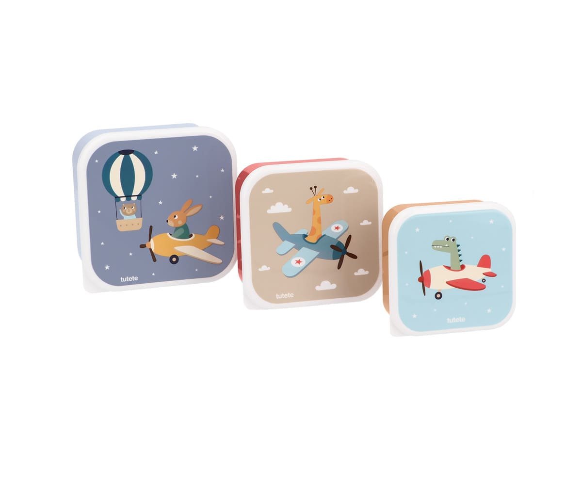 3 cajas de almuerzo Aviones