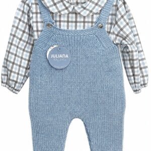 Peto punto perlado camisa cuadros azul